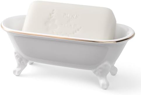65 Inch Ceramic Clawfoot Soap Dish with Drainage Holes