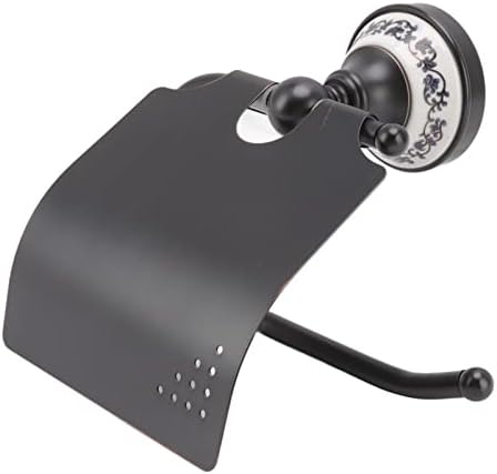 Tissue Roll Storage Shelf Toilet Paper Holder Black Wall-Mounted Dispenser