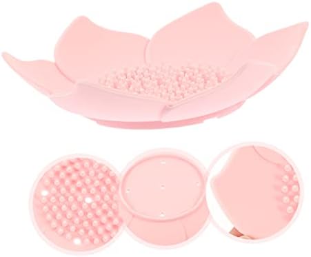 2 Pack Pink Floral Silicone Soap Dish Organizer
