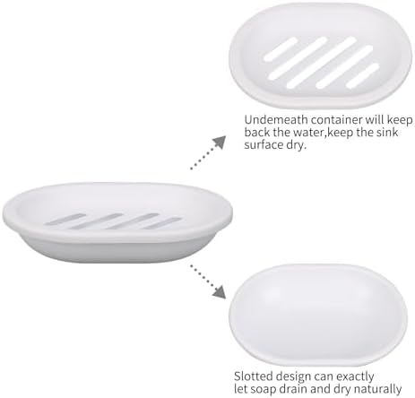 2-Pack Plastic Soap Dishes Bar Soap Holder Drains Well Compact Design Durable