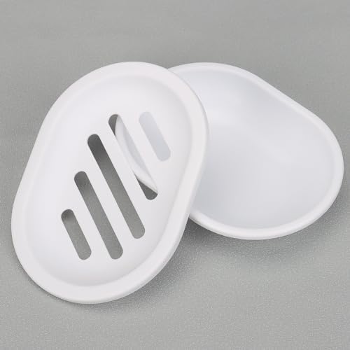 2-Pack Plastic Soap Dishes Bar Soap Holder Drains Well Compact Design Durable