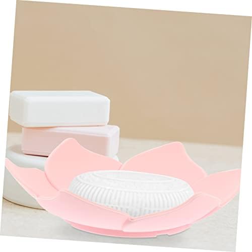 Luxshiny Floral Soap Dish Silicone Drainable Organizer for Bathroom