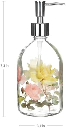 Stylish 17oz Glass soap dispenser with Butterfly