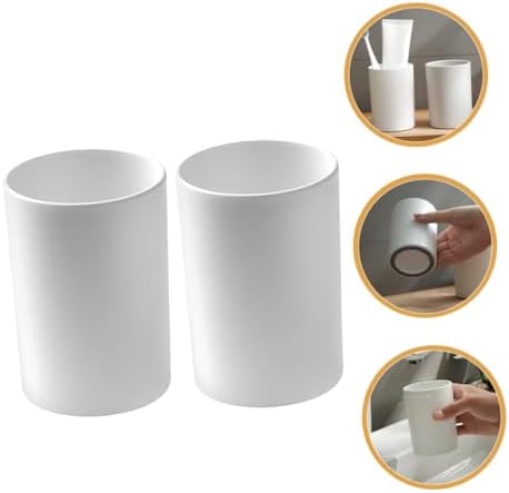 2-Piece Reusable Bathroom Tumbler Cup Holder Multi-Purpose Portable Plastic Design