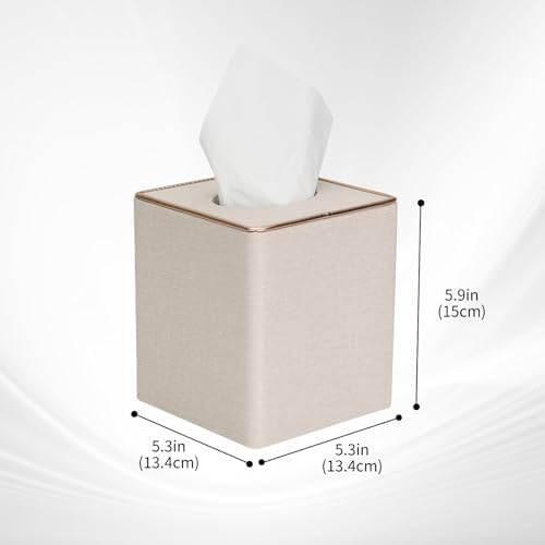 MOCHTERO Decorative Linen Tissue Box Cover Rose Gold Trim
