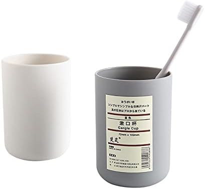 Bathroom Tumblers Reusable Plastic Drinkware Cups with Toothbrush Holder