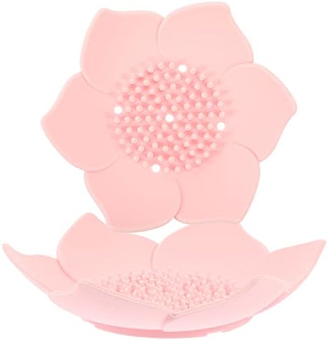 Garneck Silicone Soap Dish Flower-Shaped Self-Draining Elevator Bath Organizer
