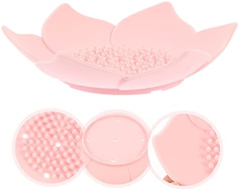 Luxshiny Floral Soap Dish Silicone Drainable Organizer for Bathroom
