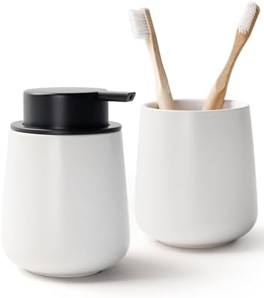 Bosilunlife Ceramic Soap and Toothbrush Holder Set