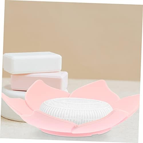 Elegant Floral Silicone Soap Dish Holder Self-Draining Kitchen Bathroom Use