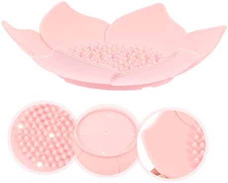 Elegant Floral Silicone Soap Dish Holder Self-Draining Kitchen Bathroom Use