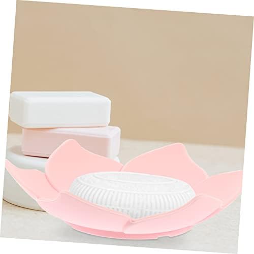 Ciieeo 2pcs Pink Flower Soap Dish with Non-Slip Base