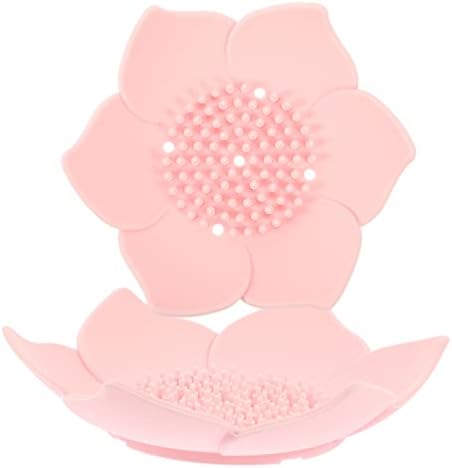 Elegant Floral Silicone Soap Dish Holder Self-Draining Kitchen Bathroom Use