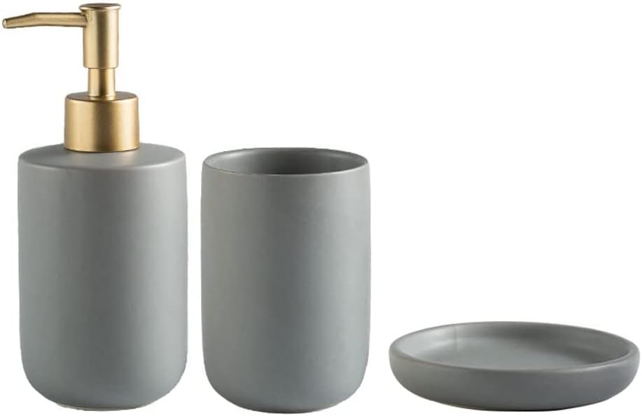 INKTUS 3-Piece Ceramic Soap Dispenser Set Bath Essentials RK455500