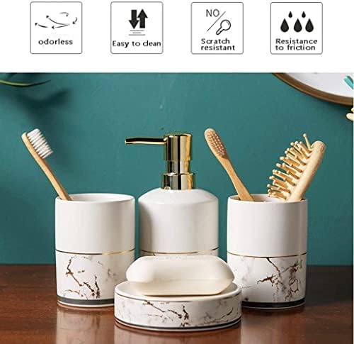 Elegant Marble Soap Dispenser Set - 4-Piece bathroom Set 300ml Capacity