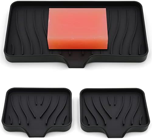 3-Pack Silicone Soap Dishes Set Kitchen and Bathroom Essential