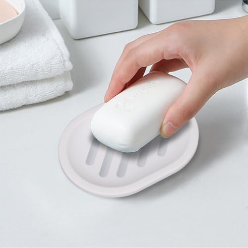 2-Pack Plastic Soap Dishes Bar Soap Holder Drains Well Compact Design Durable