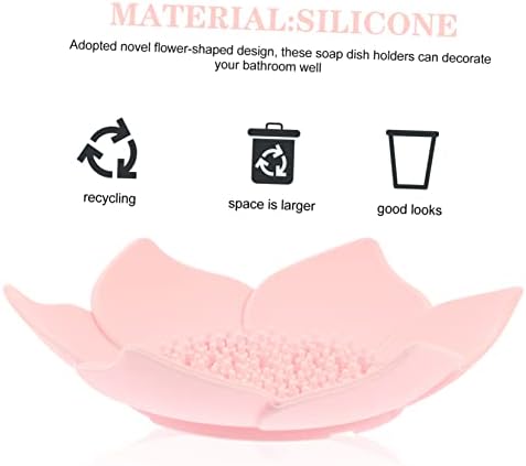 Cabilock 2pc Silicone Soap Dish Holder Pink Floral Bathroom Tray