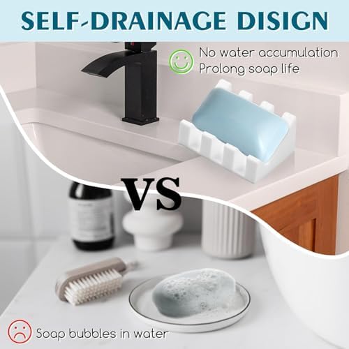 Premium Silicone Soap Dish for Self-Draining Bar Soaps
