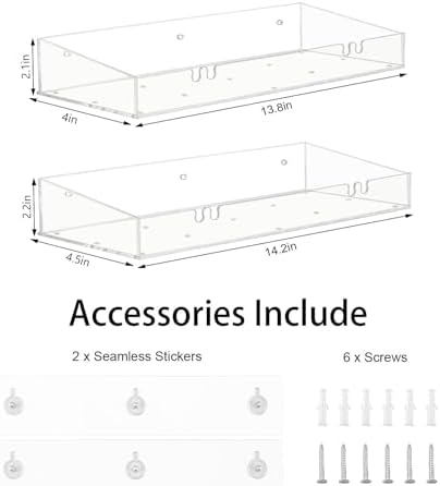 Perfect Organizer Adhesive Acrylic Shower Shelves for Bathroom Storage