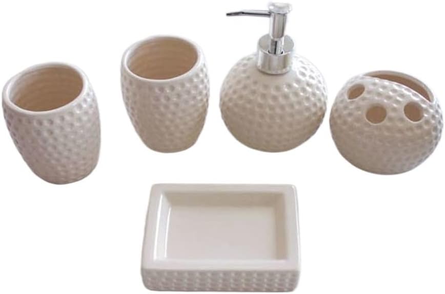 Elegant Red 5-Piece Bath Set with Retro-Modern Design