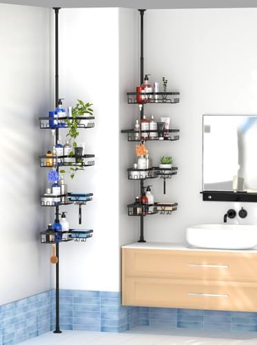 4-Tier Adjustable Corner Shower Caddy Bathtub Organizer