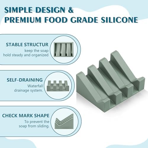 Organize Your Bar Soap Effortlessly with Silicone Dish Green