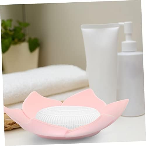 Ciieeo 2pcs Pink Flower Soap Dish with Non-Slip Base