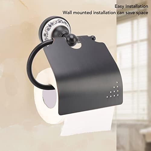 Tissue Roll Storage Shelf Toilet Paper Holder Black Wall-Mounted Dispenser