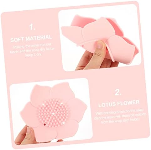 Cabilock 2pc Silicone Soap Dish Holder Pink Floral Bathroom Tray