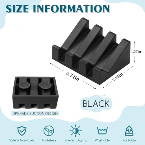 MRBULLOCK Amaza Silicone Soap Dish for Bar Soaps Self Draining Durable Black