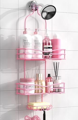 DAOYA Folding Pink Showersystem with 6 Hangers