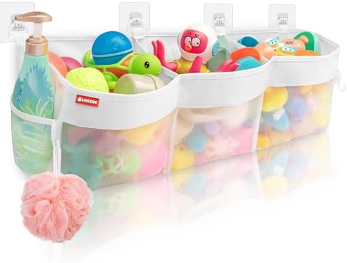 UNEEDE 3 Compartment Bath Toy Storage Organizer