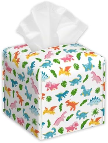 Cute Dino Tissue Box Holder compact waterproof premium PU leather