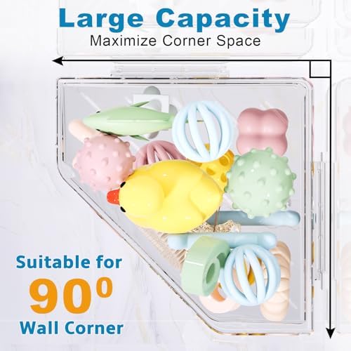 Natheeph 2-Pack Clear Bath Toy Organizer with Drainage and Wall Mount