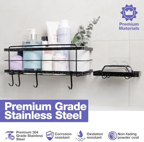 KINCMAX Premium Rust-Proof Showercaddy with 4 Durable Hooks