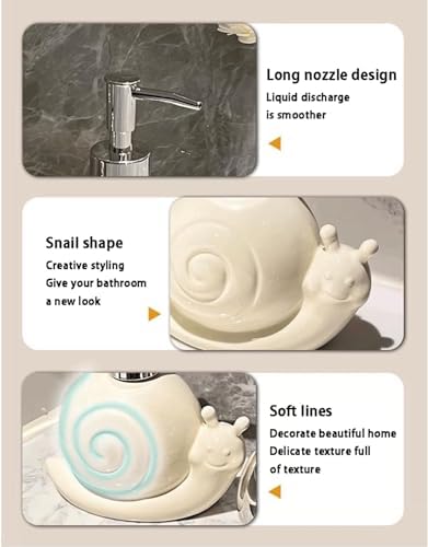 Liquid Cute Snail Shape Soap Dispenser Ceramic Dispenser Refillable Lotion Dispenser