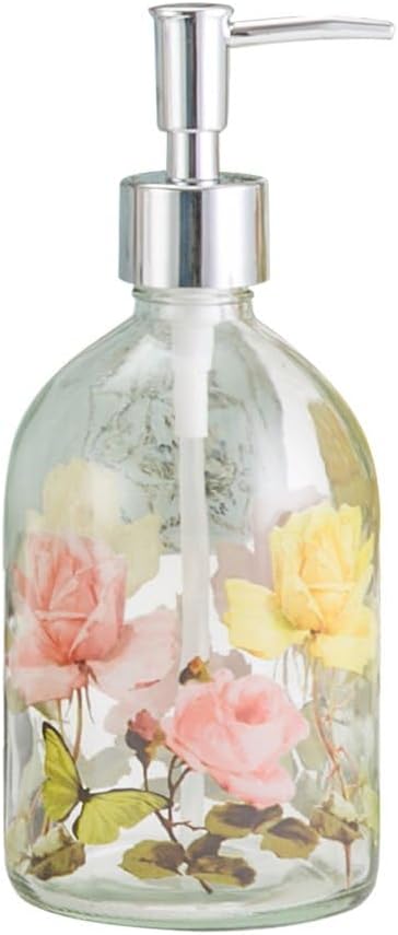 Stylish 17oz Glass soap dispenser with Butterfly