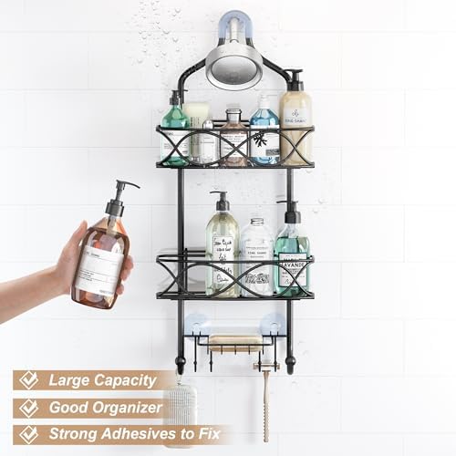 GAOKASE Hanging Shower Organizer Rust-Proof Black Metal