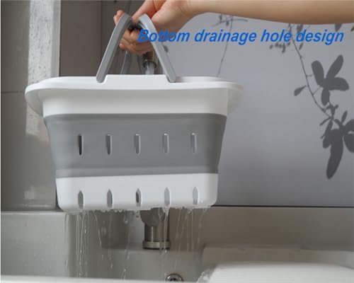 MINDFARGE Portable Folding Plastic Bath Caddy with Handle Blue