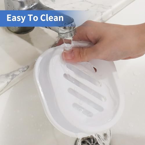 2-Pack Plastic Soap Dishes Bar Soap Holder Drains Well Compact Design Durable