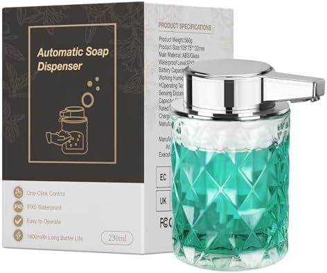 8 oz Glass Touchless Alcohol-Free Automatic Dispenser for Kitchen Bathroom
