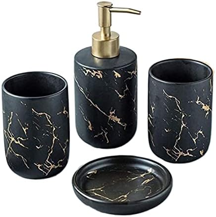 Fre 4-Piece Set Ceramic Bathroom Accessories Black 4pc