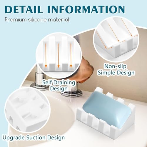Premium Silicone Soap Dish for Self-Draining Bar Soaps