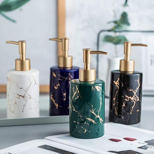 Marble Pattern Ceramic Soap Dispenser for Bathroom and Kitchen