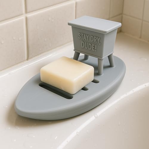 Whimsical Surfboard Soap Dish with Lifeguard Stand