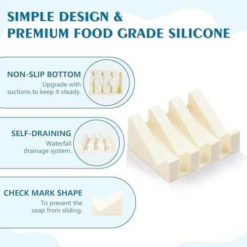 Upgrade Suction Silicone Shower Soap Dishes wSelf-Draining