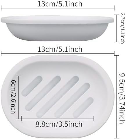 2-Pack Plastic Soap Dishes Bar Soap Holder Drains Well Compact Design Durable