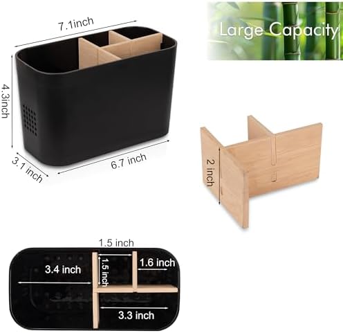4-slot bamboo toothbrush holder