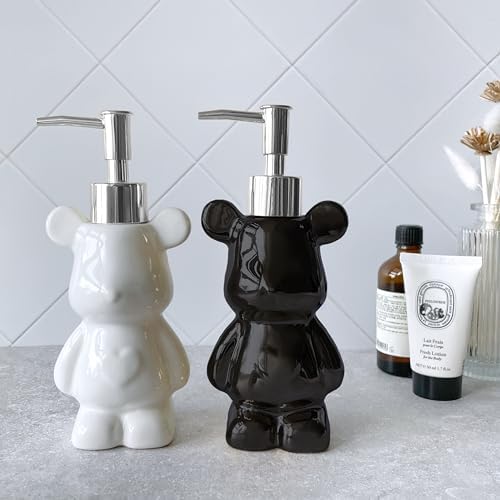 LUNESTELLA Bear Compact Dispenser Black Silver Pump Cute for Hygiene